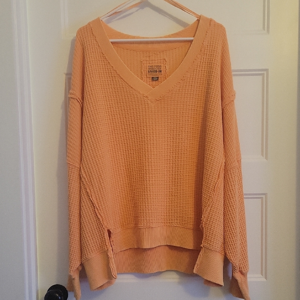 American Eagle Outfitters Coral V-Neck Sweater